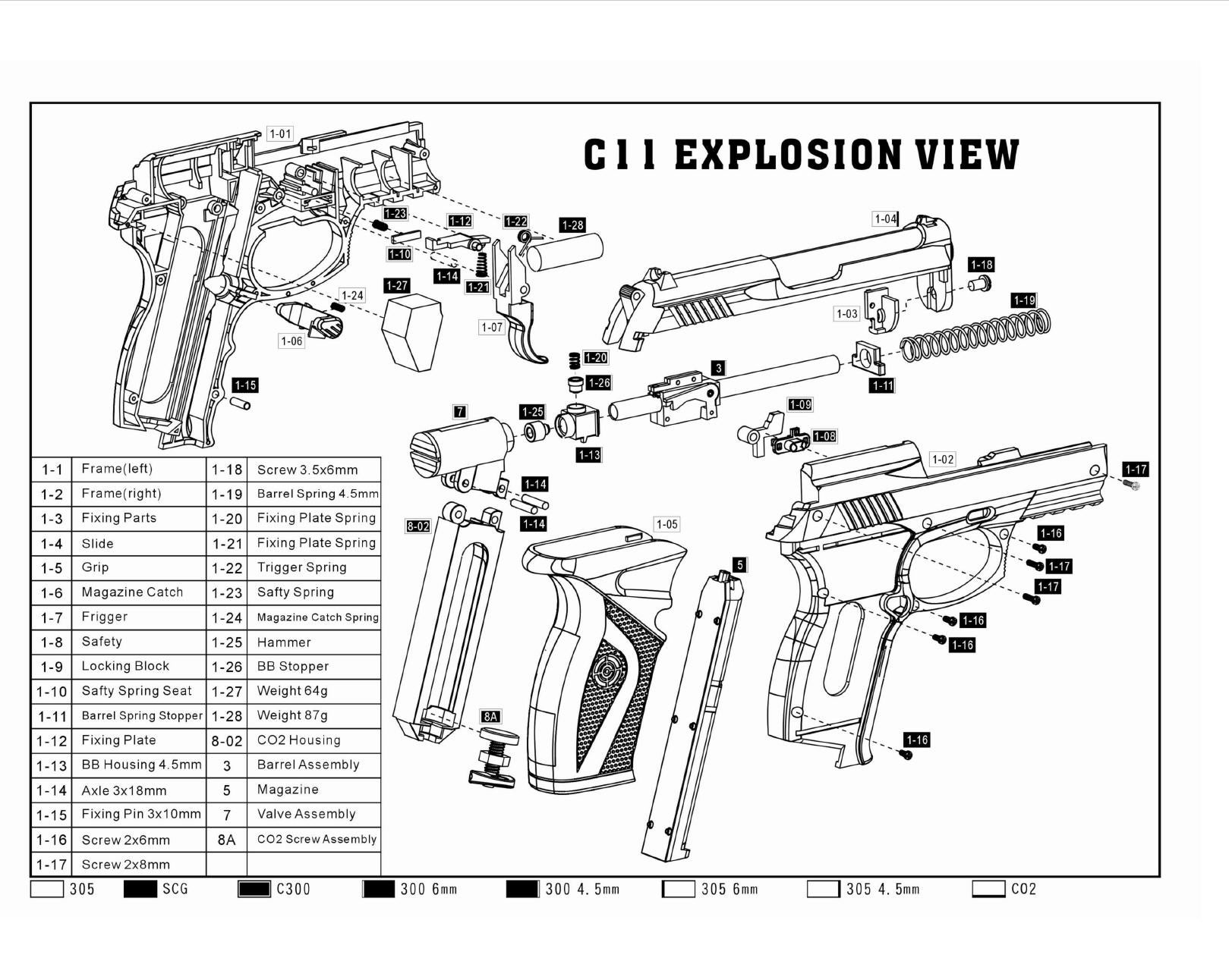 Pistol Exploded View